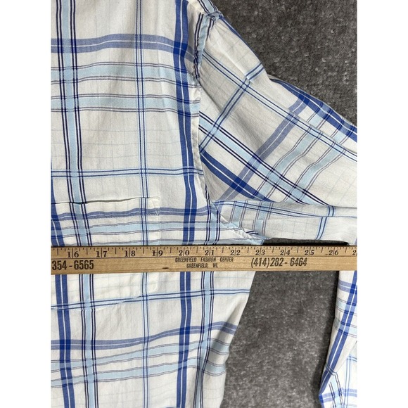 BKE Contour Fit‎ Button Up Shirt Mens Size Large Blue Plaid Long Sleeve Pocket - Picture 5 of 6